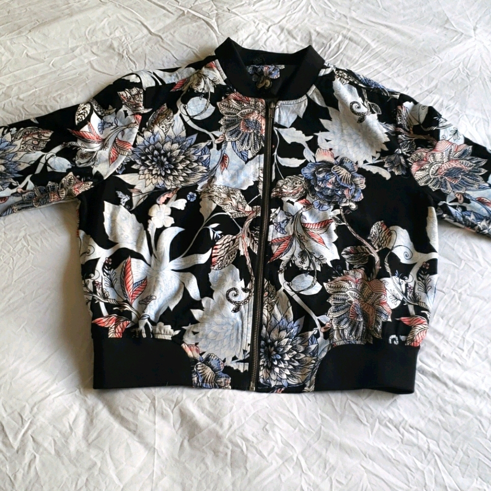 BCX Floral Polyester Bomber Jacket